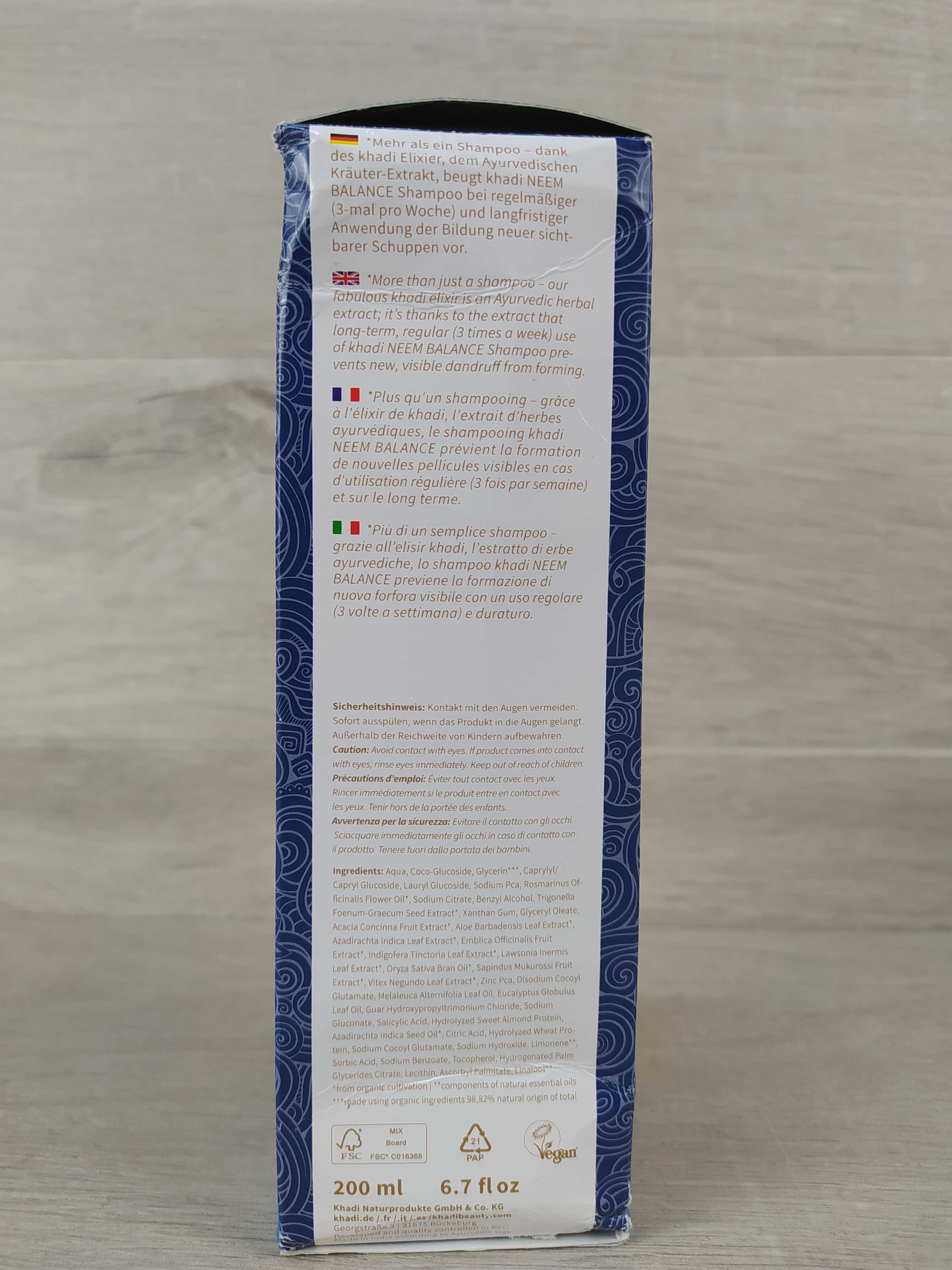 khadi NEEM BALANCE Szampon ajurwedyjski Przeciwłupieżowy 200 ml
