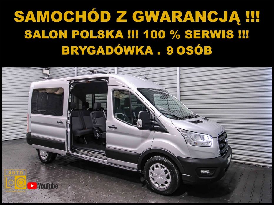 Ford Transit 9 osób + Salon POLSKA + 100% SERWIS + 100% Bezwypadkowy + JAK NOWY !!