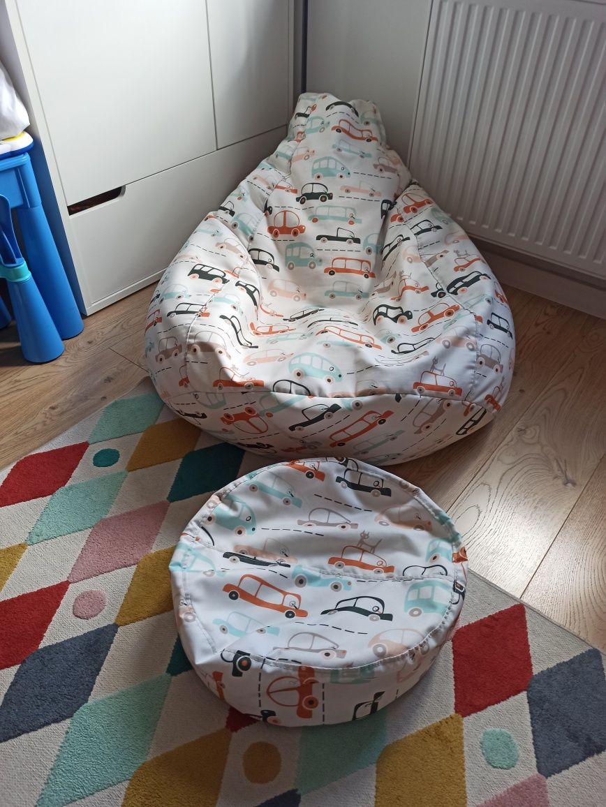 Worek/fotel Sako Komfort z podnóżkiem do pokoju dziecka