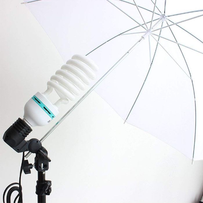 Kit de iluminação de estúdio 2 guardachuvas e lâmpadas - sombrinhas