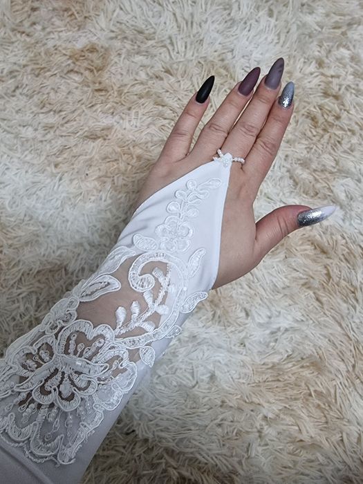 Перчатки свадебные белые білі рукавички костюм для танців