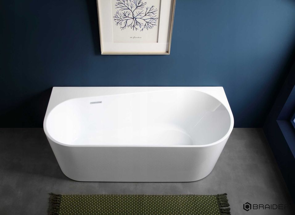 BRAIDER Akrylowa Wanna Wolnostojąca Przyścienna RESTIA LEDGE 160 Biała