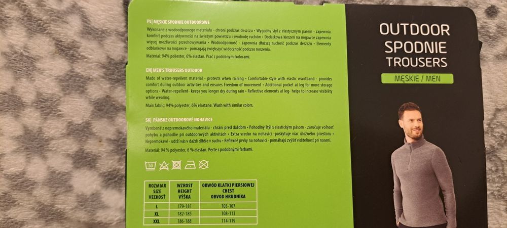 Nowe Spodnie Outdoor Wodoodporne z Odblaskami Go Active w roz L