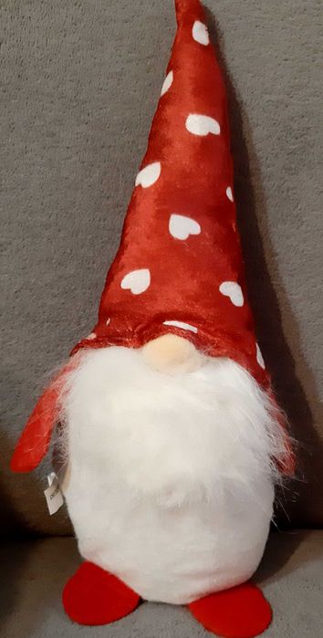 Skrzaty - krasnale ozdoba na święta różowy czerwony i biały