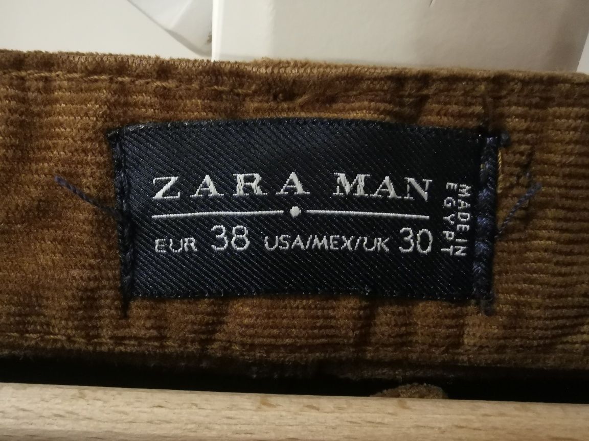 Spodnie męskie sztruksowe Zara slim fit M
