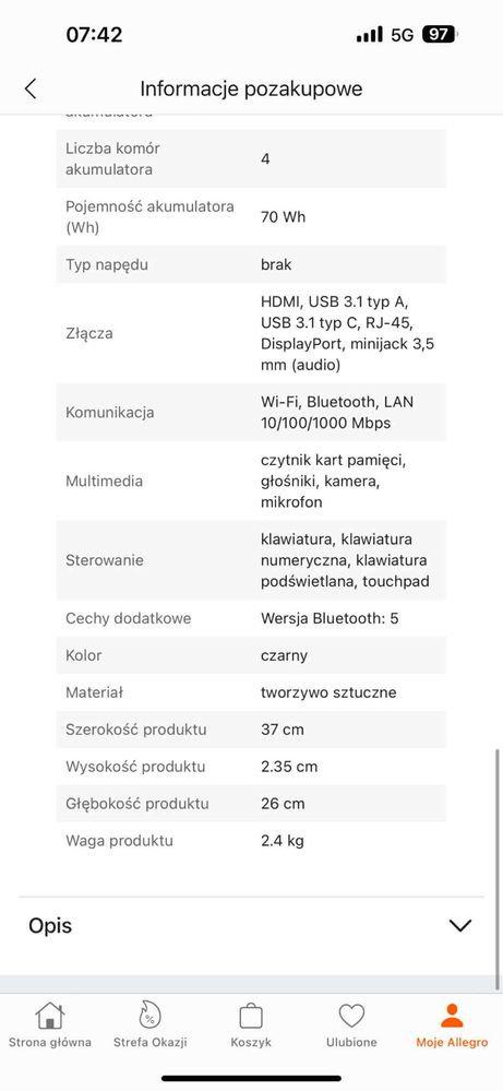 Laptop powystawowy Hp
