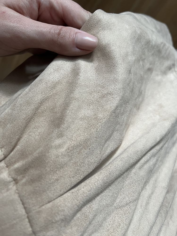 Moves spódnica zamsz skandynawski styl Zalando S 36 nude beżowa