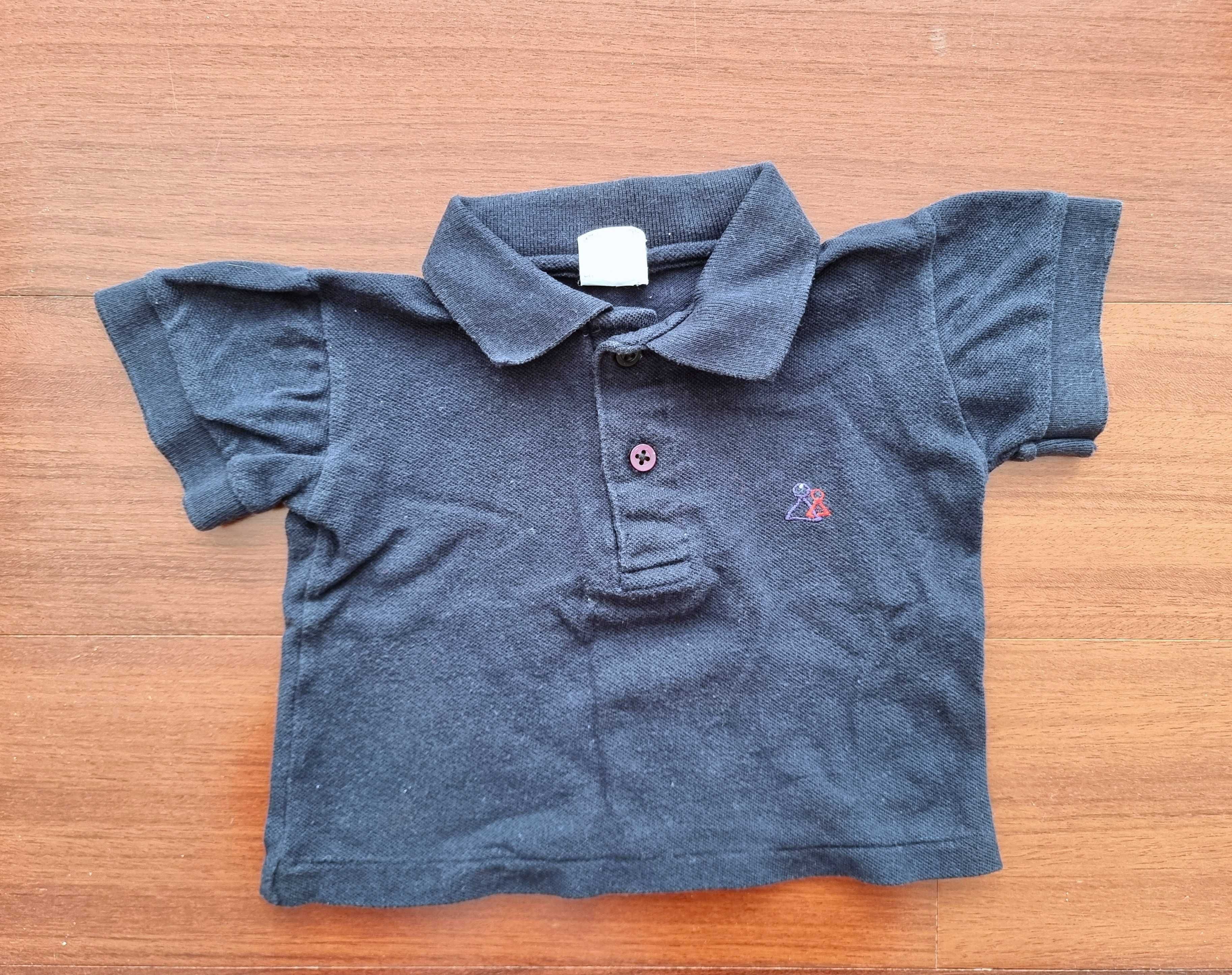 Polo azul escuro de manga curta Ozona 100% algodão, tamanho 6 meses