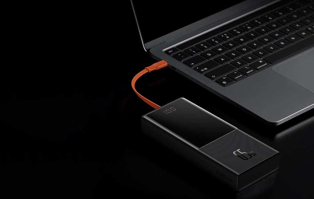 повербанк Baseus Elf Digital Display 65W 20000mAh Black