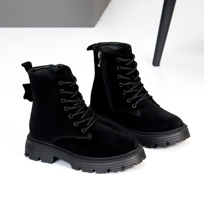 Жіночі черевики ботинки зимові замшеві чорні