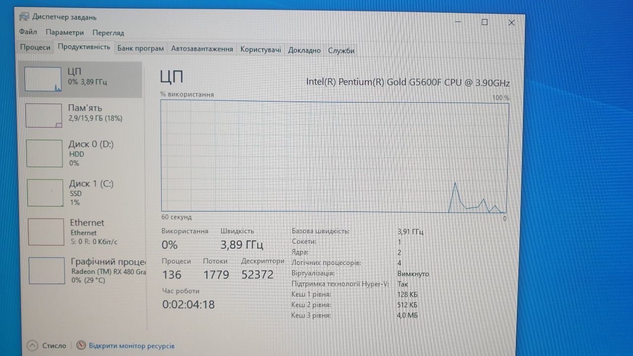 Pentium G5600F 2/4 3,9ghz socket 1151v2 9-те покоління