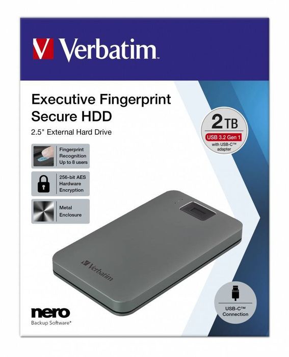 Dysk Hdd Verbatim Fingerprint Secure 2Tb