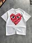 Футболка PLAY Comme Des Garcons Heart біла Оверсайз