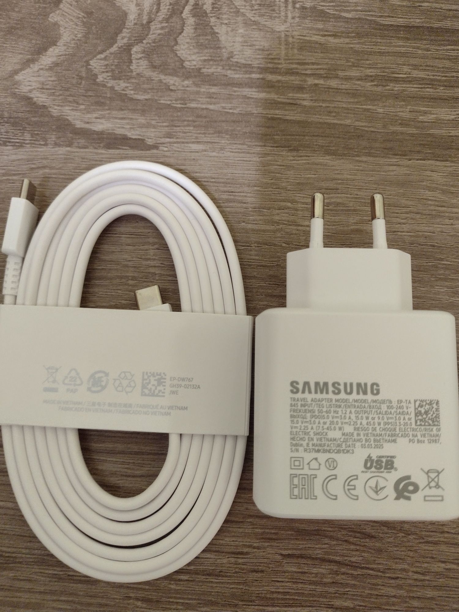 Швидкісна зарядка 45w Samsung PD кабель 1.8м . type C. Original