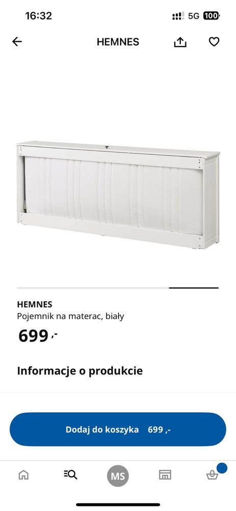 Pojemnik schowek dostawka hemnes ikea