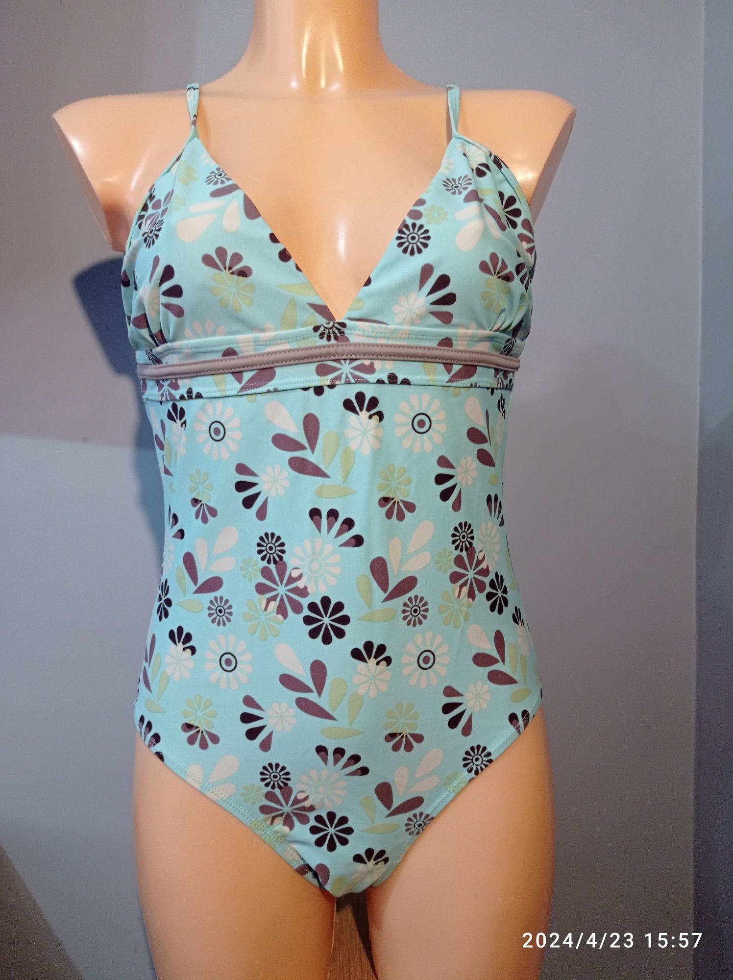 Kostium L XL strój kąpielowy kwiaty lato plaża basen