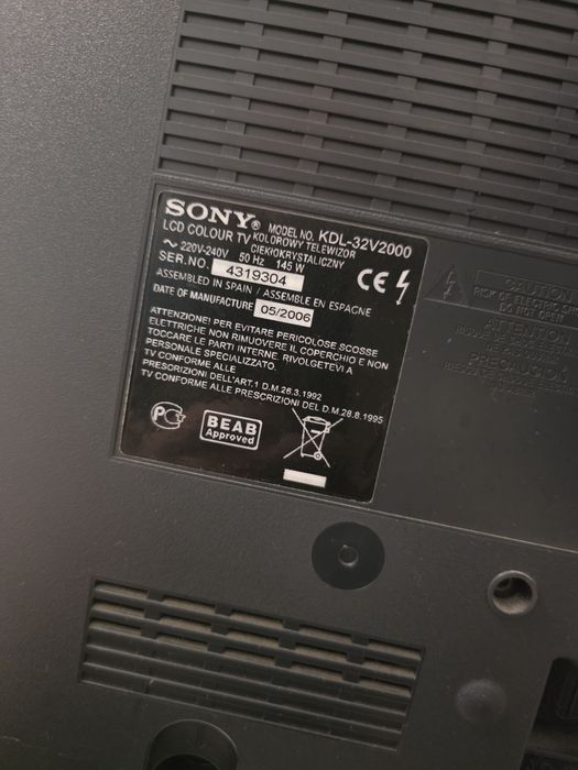 Sprzedam telewizor sony kdl 32v2000