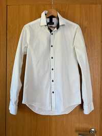 Biała koszula w granatowe wzorki (Slim fit), Zara - rozmiar S