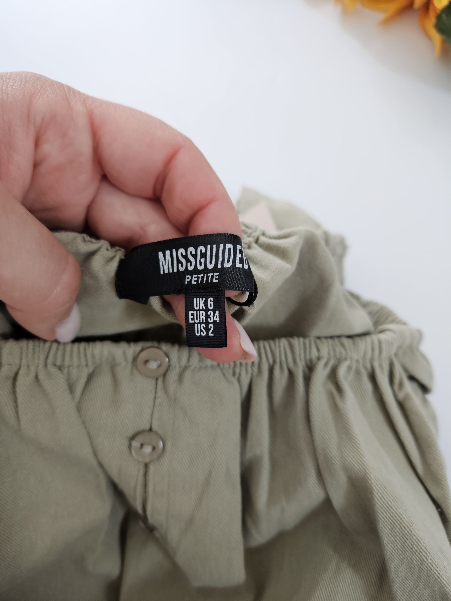 Crop top hiszpanka stanik bardot khaki Missguided 34 XS