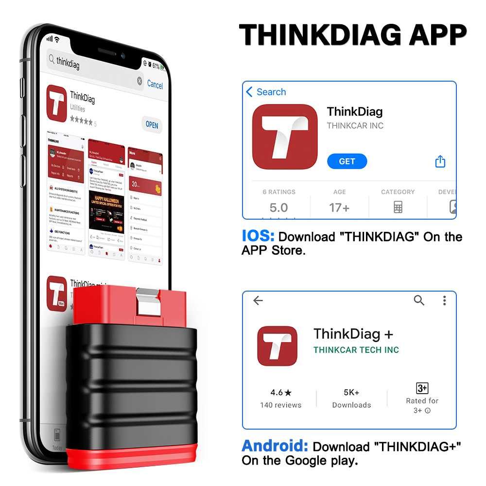 Thinkcar Thinksafe OBD2 Bluetooth Skaner Narzędzie Diagnostyczne