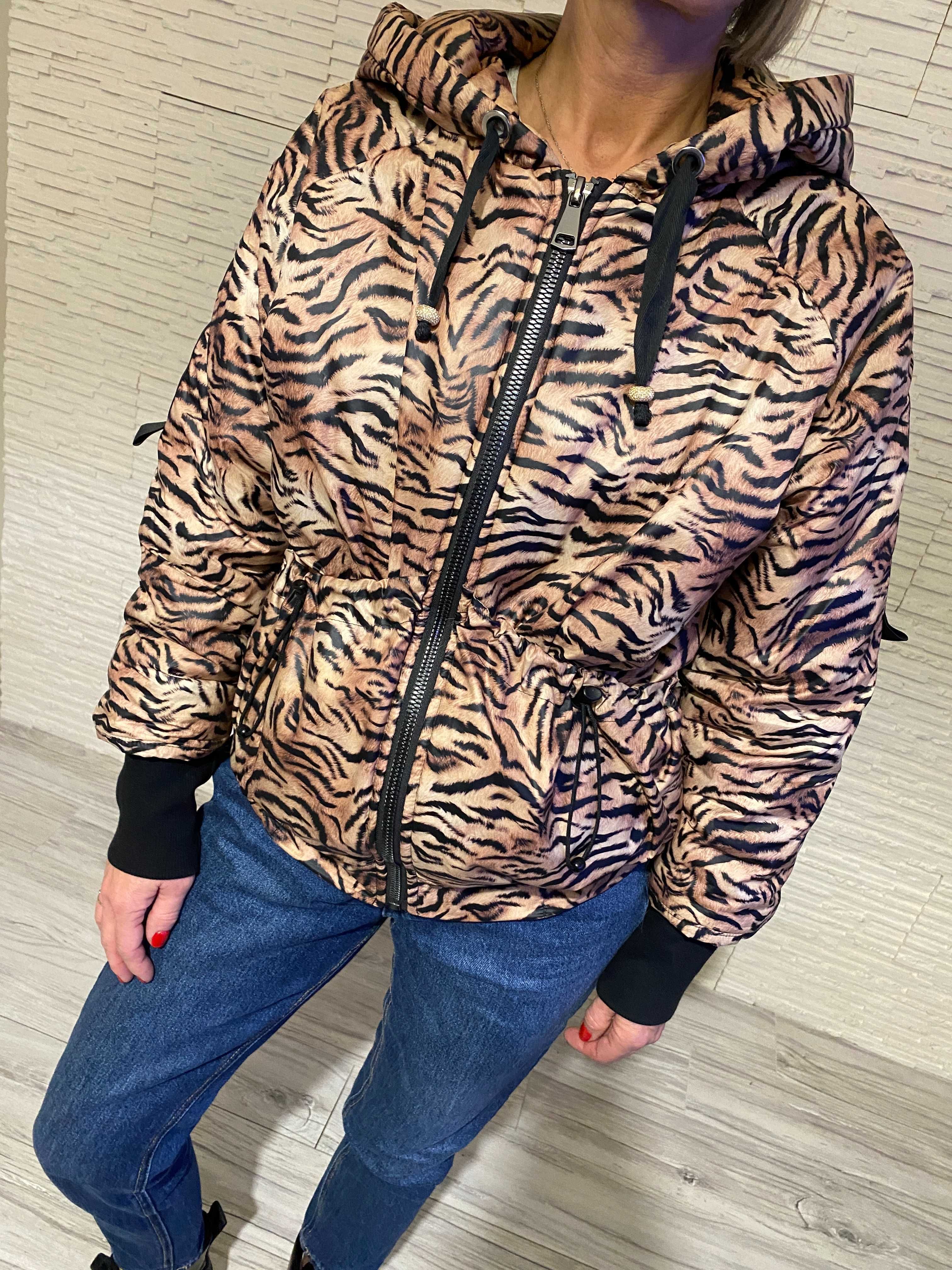 S-M fashion kurtka Tiger - print animal tygrys taśmy S-M