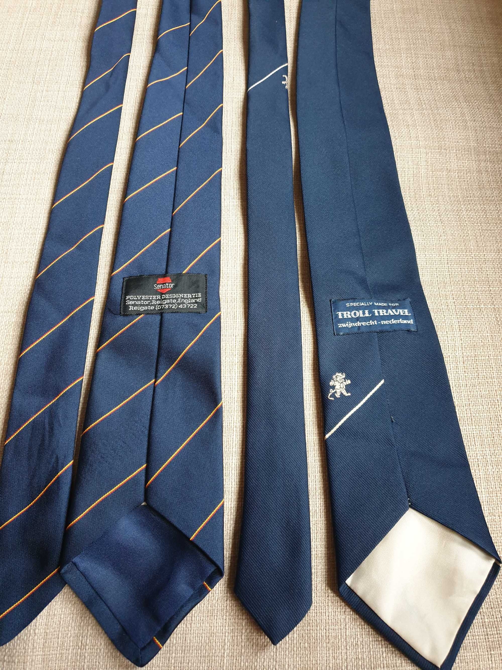 2x krawat Jedwab, Monsieur Maie granatowy w paski, plus spinka