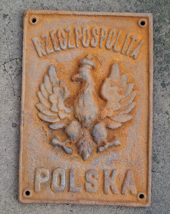 Tablica z orłem graniczna II RP nie bagnet hełm szabla