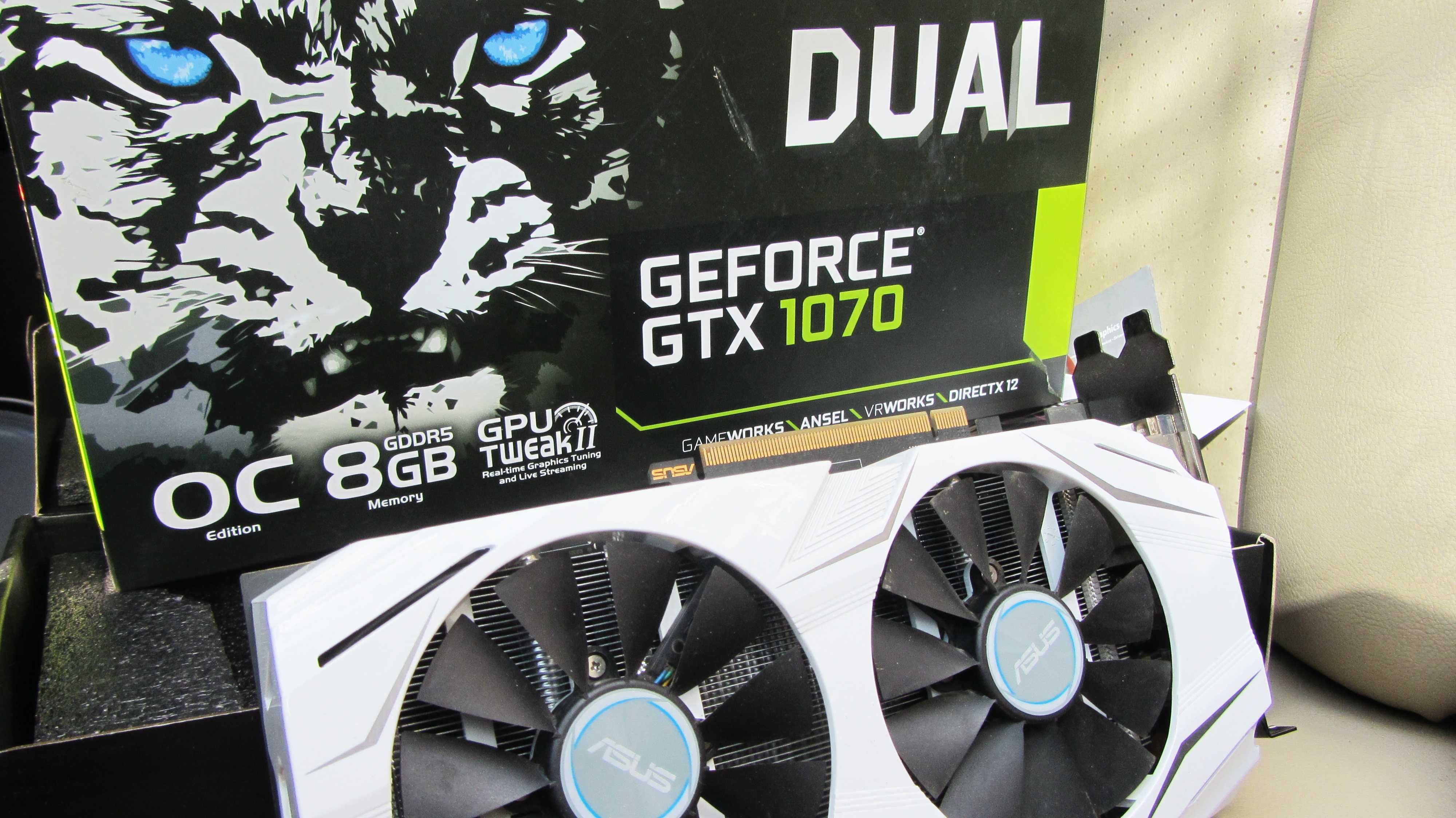 Asus Dual Geforce GTX 1070 OC Edition РАЗОГНАННАЯ C ЗАВОДА версия