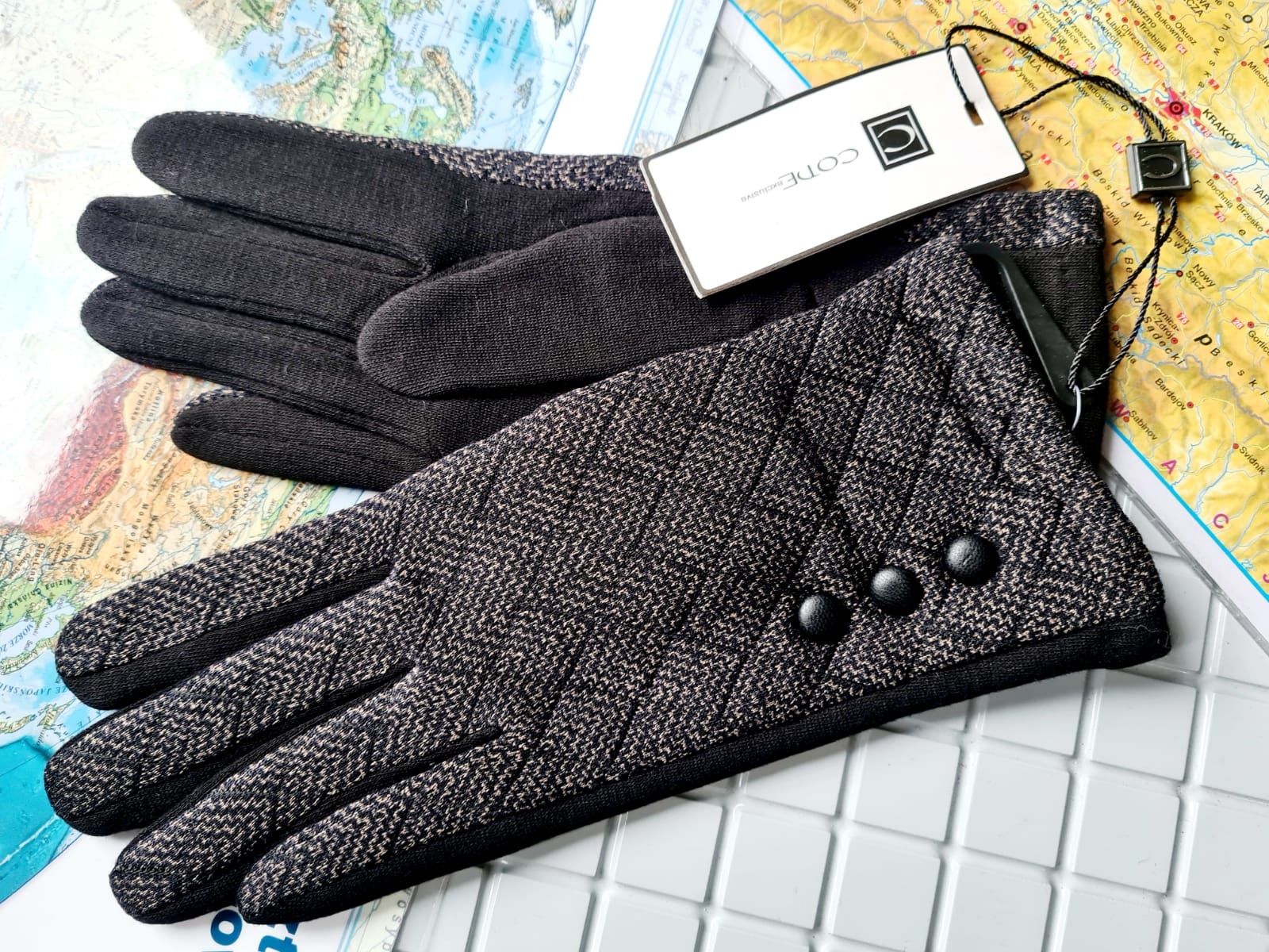 Code zimowe rękawiczki damskie ocieplane nowe modne