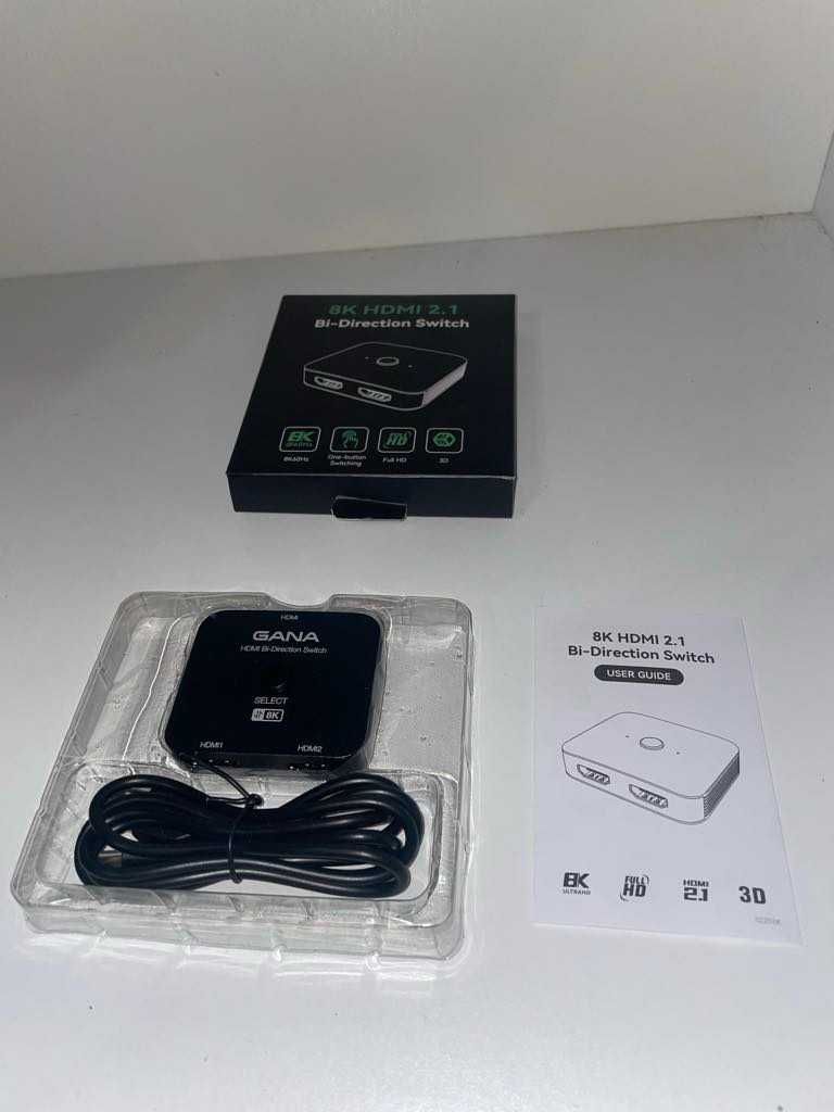 Rozdzielacz HDMI 8K przełącznik GANA HDMI 2.1 aluminiowy dwukierunkowy