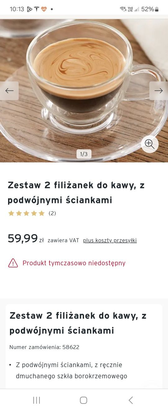 Filiżanki do kawy z podwójnego szkła