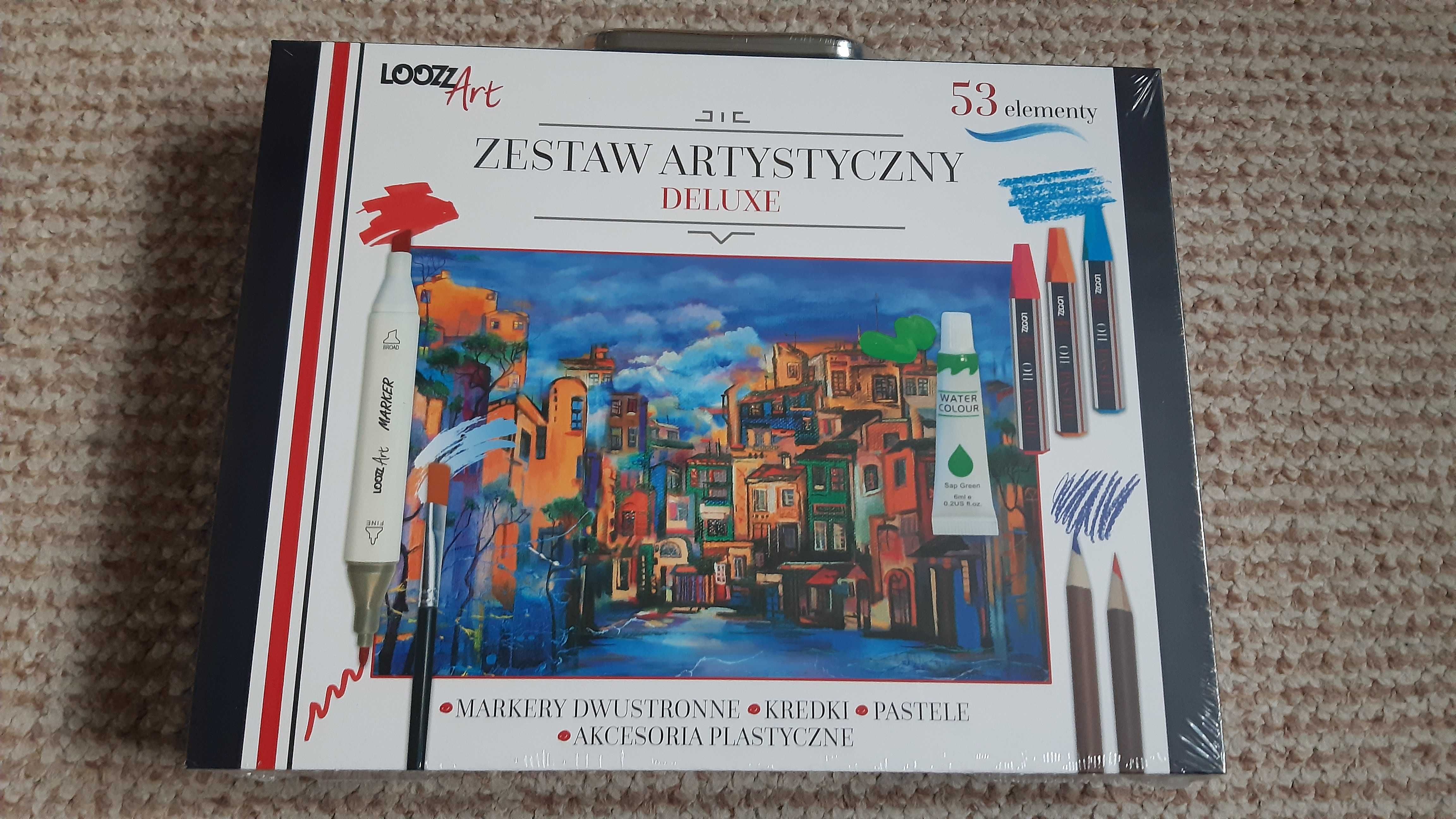Zestaw artystyczny pastele olejne farby markery kredki w walizce Majew