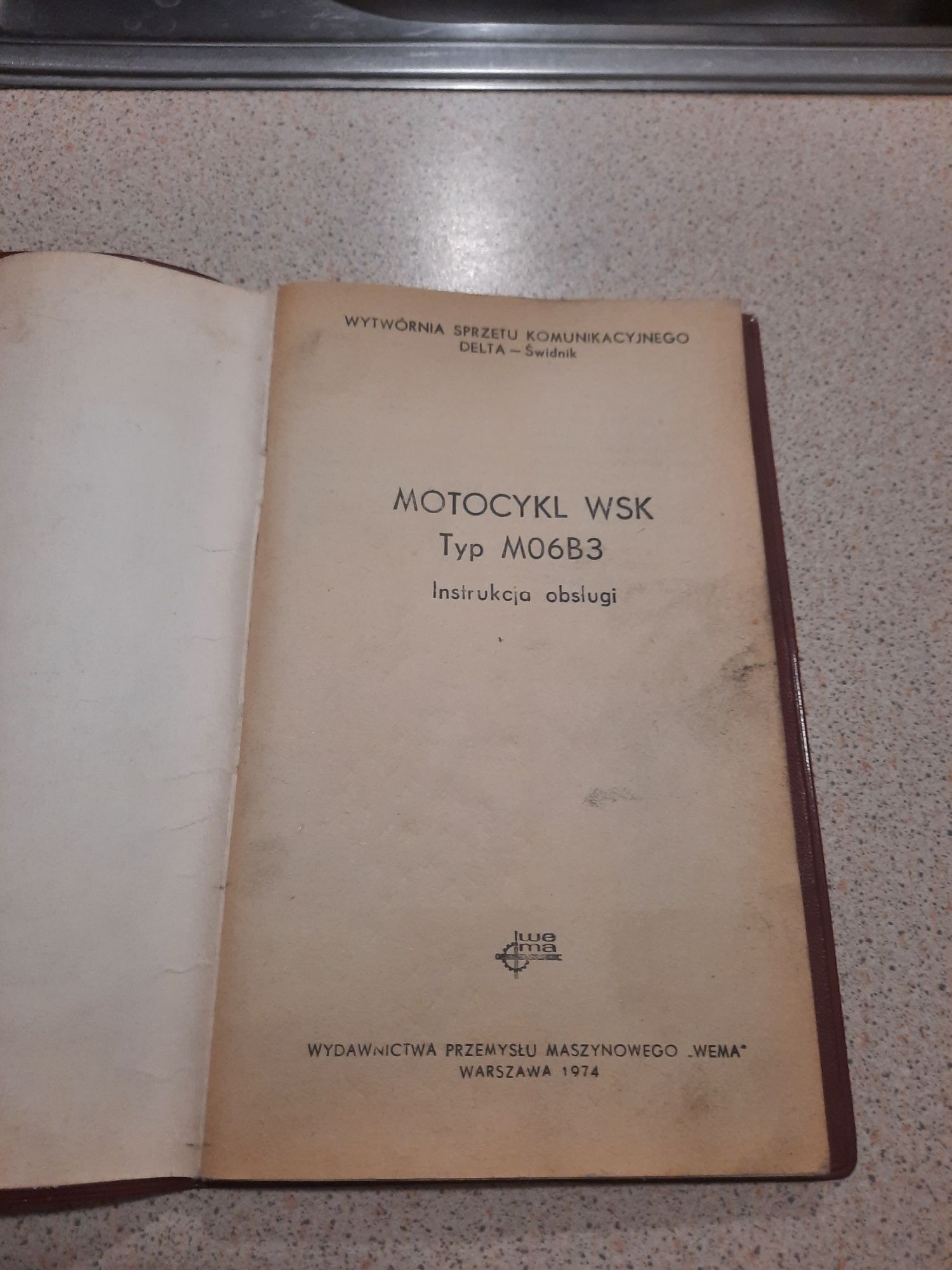 WSK  M06 B3 . Instrukcja obsługi . Rachunki oryginalne  . Motocykl .