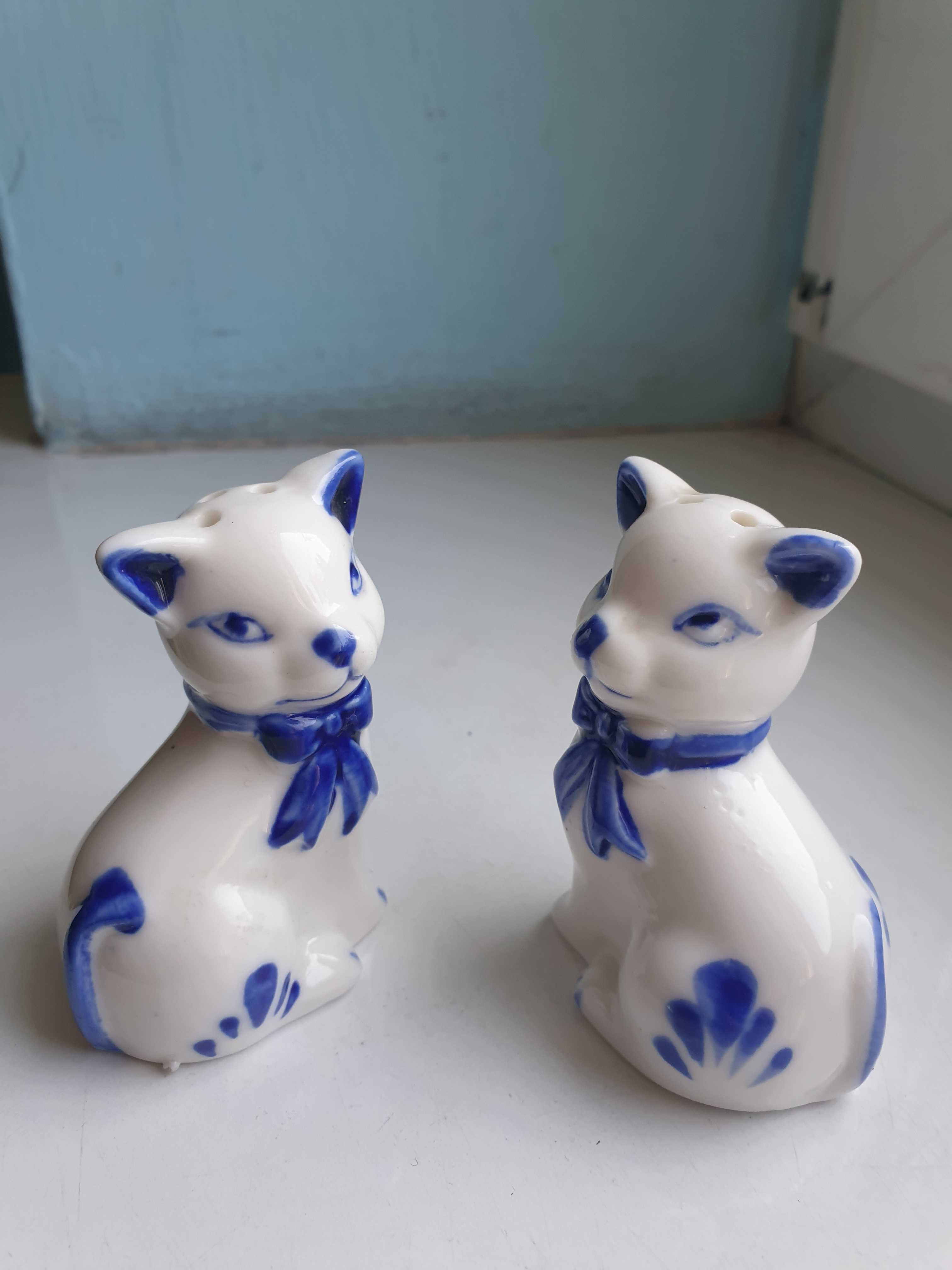 solniczka i pieprzniczka koty porcelana