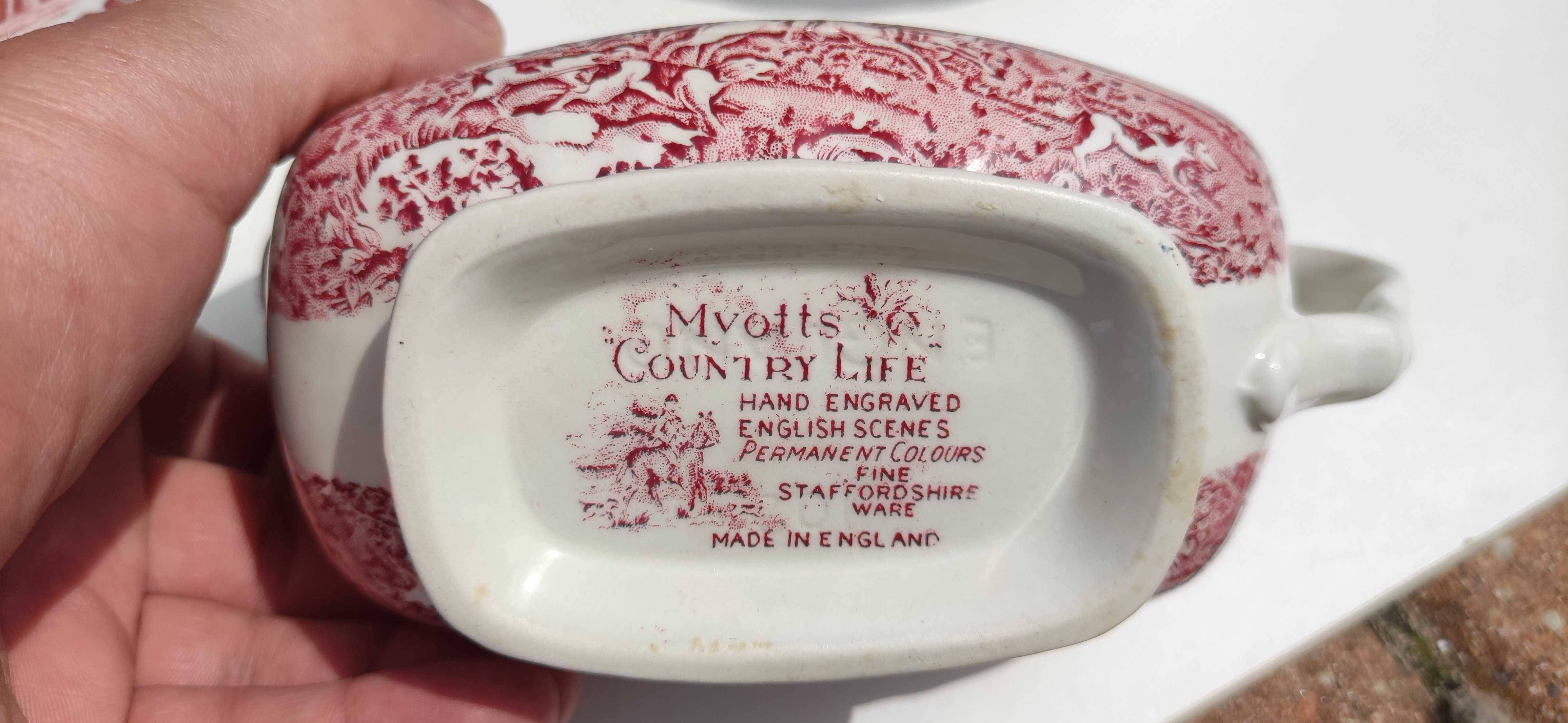 Porcelana angielska talerze i sosierka Myotts Country Life kolekcje