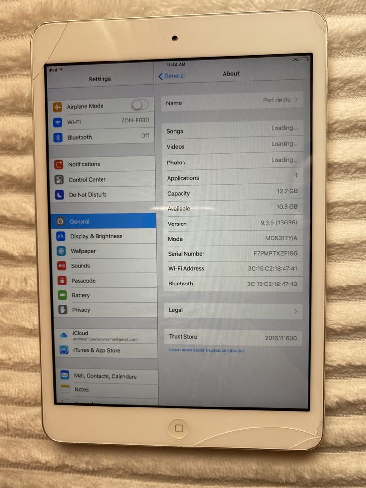 iPad 2 Version 9.3.5 (13G36)