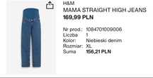 Jeansy ciazowe H&M, rozmiar XL