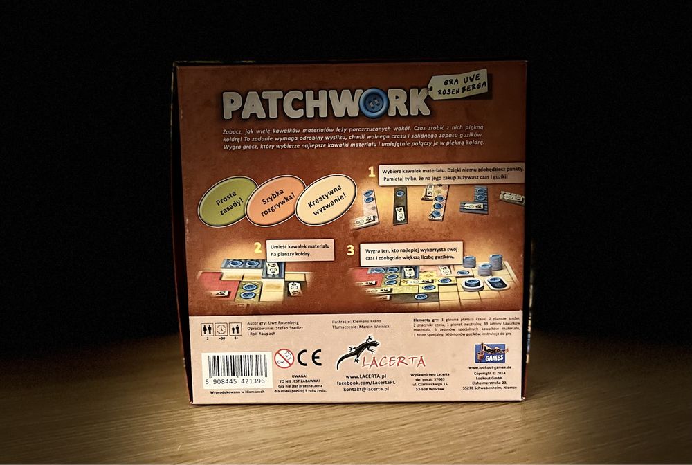 PATCHWORK - gra planszowa dla 2 osób / stan idealny