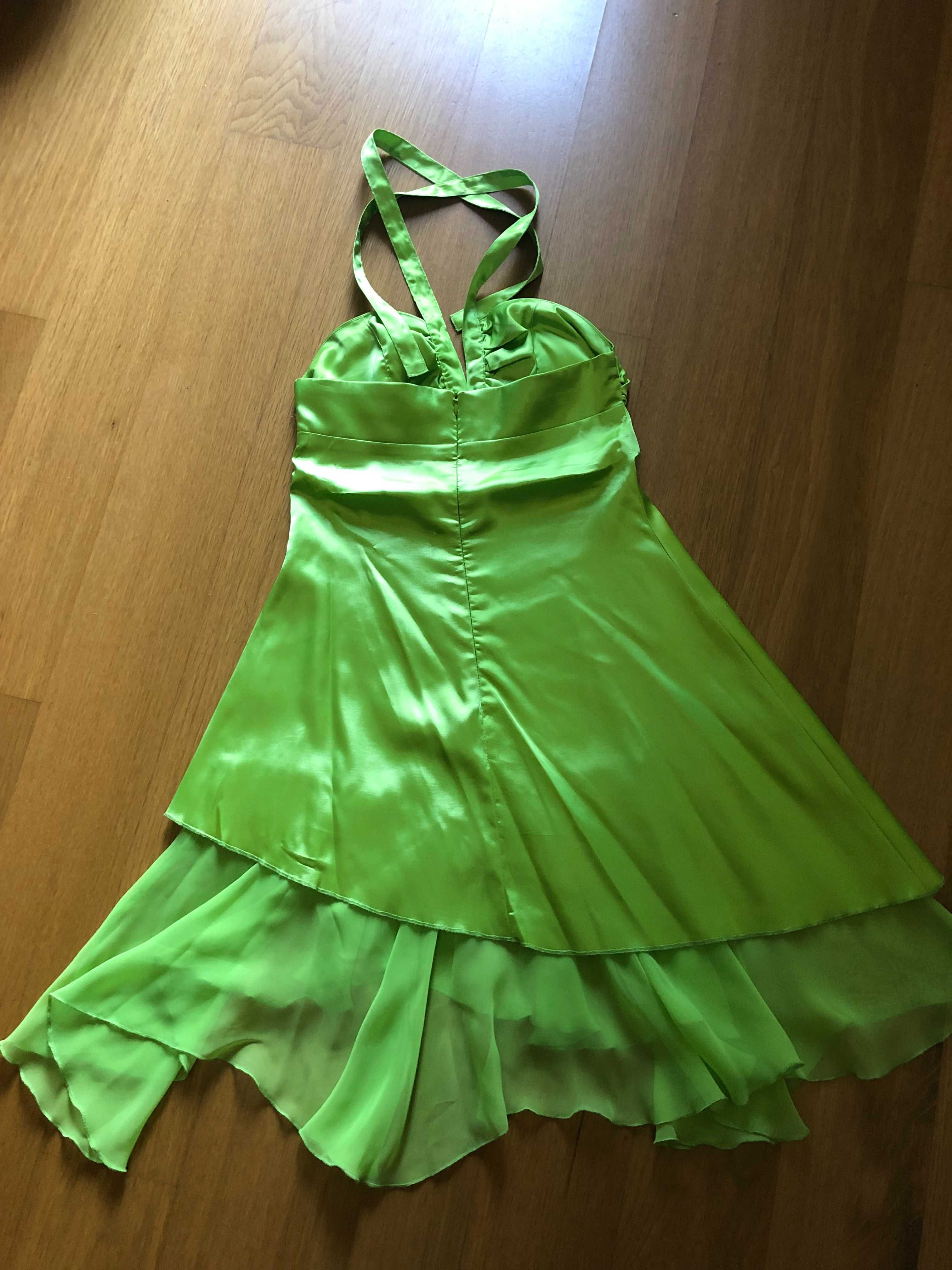 Vestido de festa cetim verde