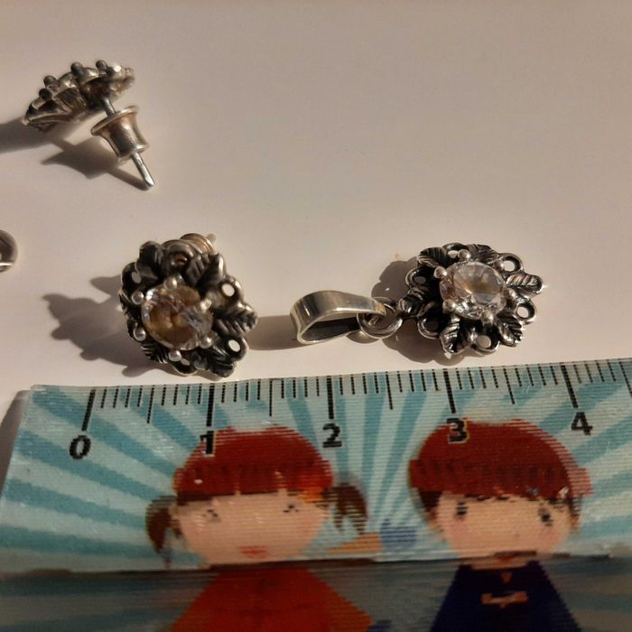 Piękny stary srebrny komplet