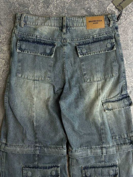 Джинси Balenciaga Cargo faded baggy штани archive синие джинсы сині