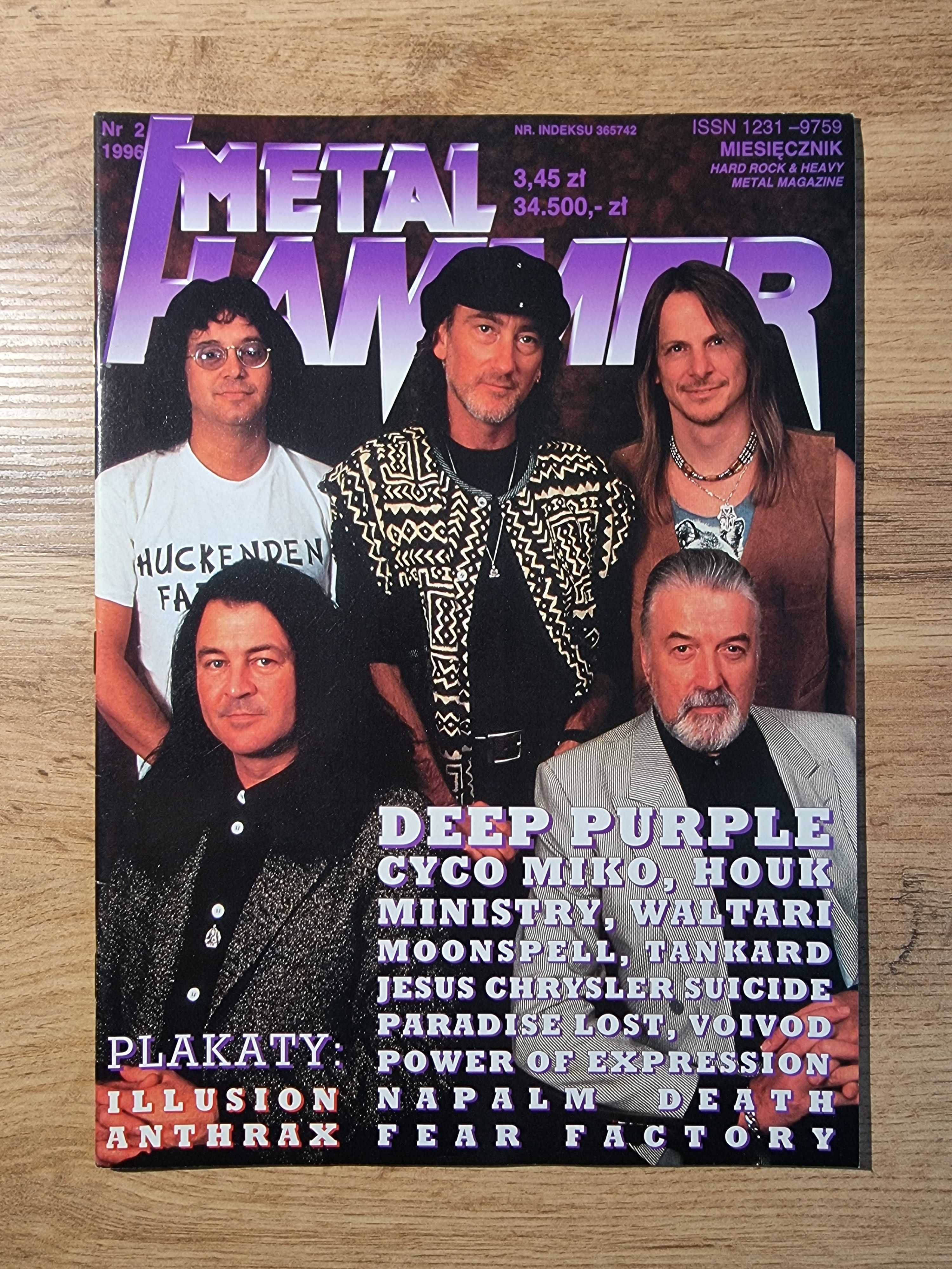 UNIKAT! Metal Hammer 2/1996 - Deep Purple, Plakaty: Anthrax, Illusion
