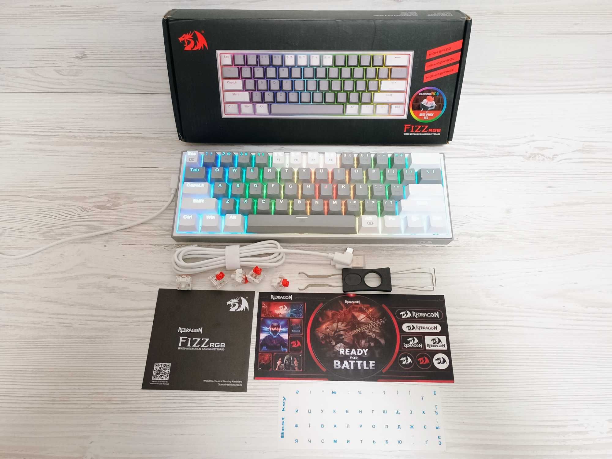 Нова REDRAGON Fizz K617. Механічна ігрова клавіатура з Hot Swap, RGB