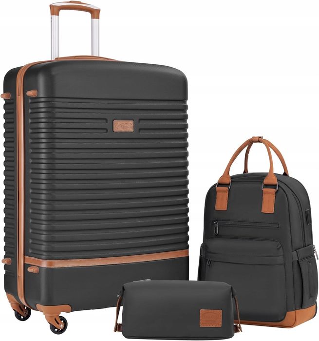 Coolife Walizka Na Kółkach Z Twardego Tworzywa Abs, 4 Kółka Zestaw