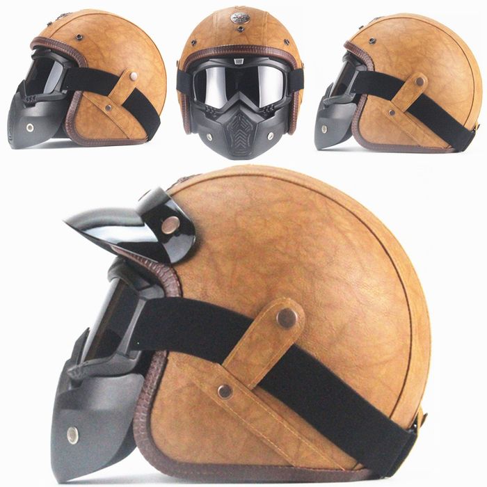 (NOVO) Capacete Aberto Mota Vintage Chopper Scooter Harley Vespa