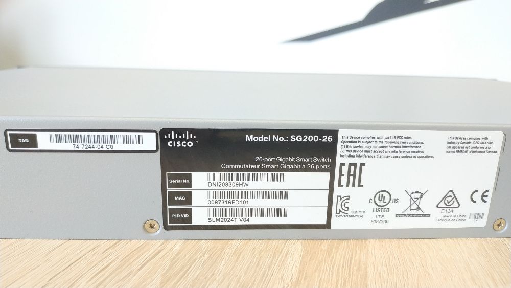 Коммутатор Cisco SG200-26. 26-port Gigabit Smart Switch RJ45