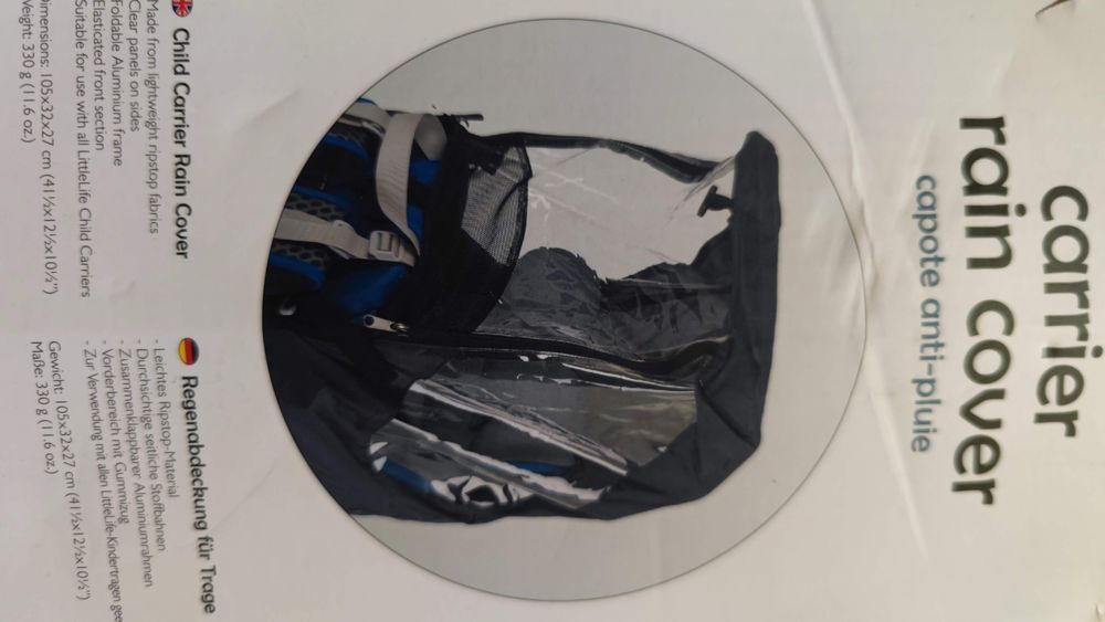 Porta bebé Littlelife Ranger S2 com capa de chuva e sol