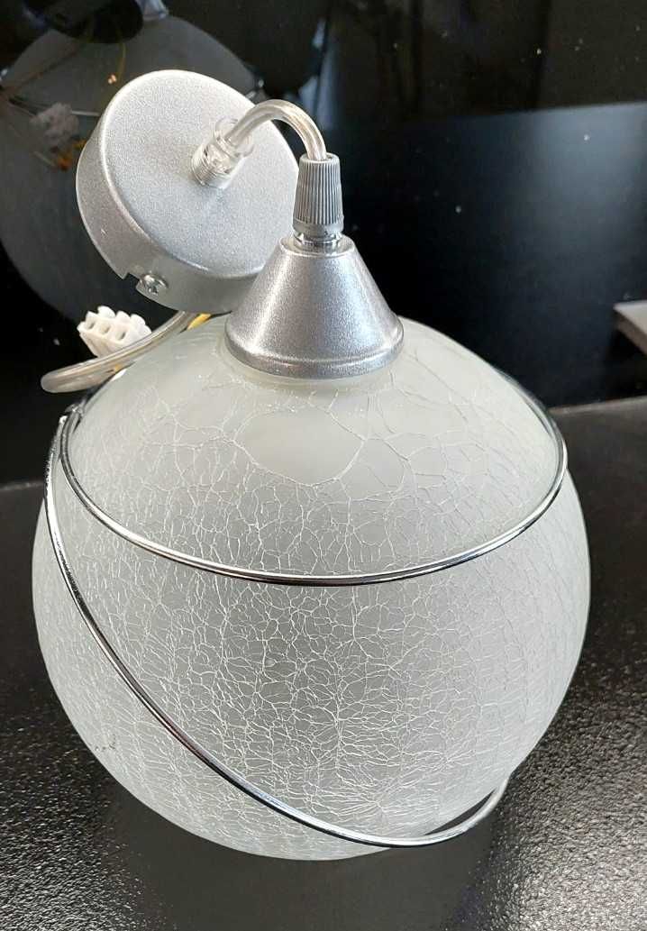 Lampa wisząca sufitowa z ozdobnym kloszem pękające szkło