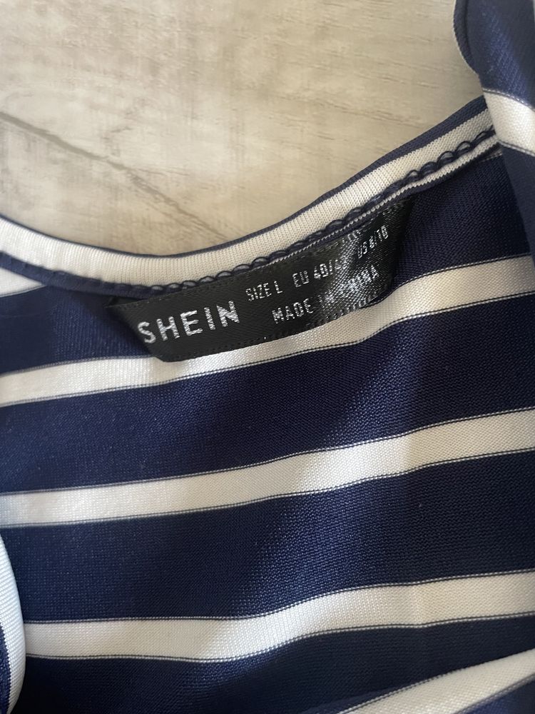 Dopasowana elastyczna sukienka midi w paski SHEIN XL