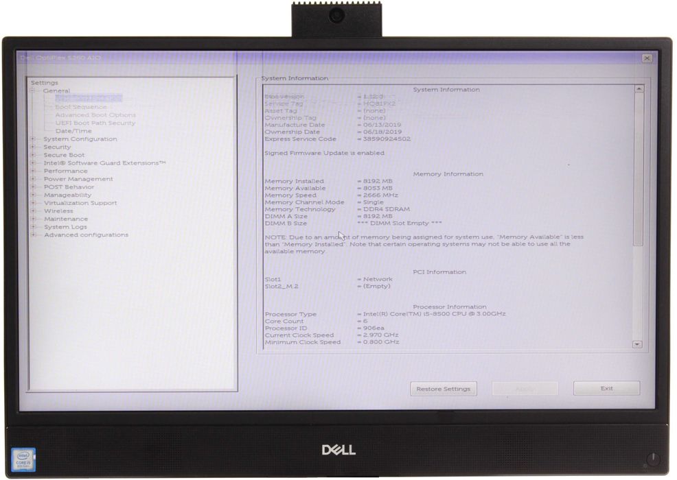 Моноблок Dell OptiPlex 5260 (21,5" FHD/i5-8500/8GB/240GB/Wi-Fi)